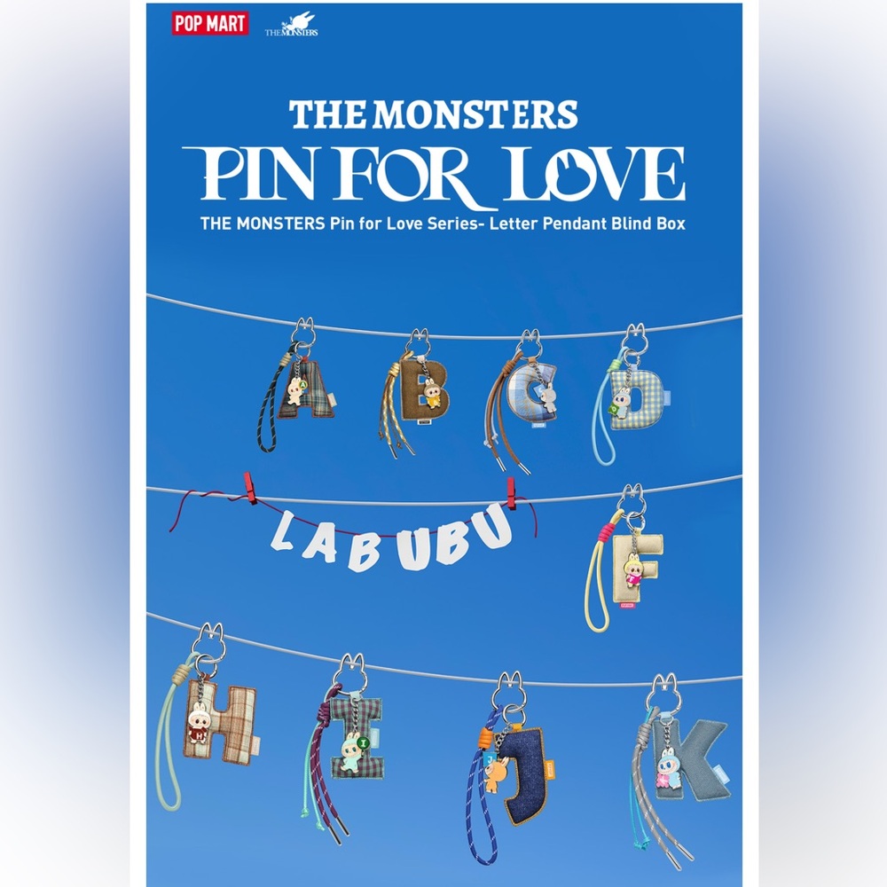 Pop Mart The Monsters Pin for Love Series Letter Pendants (A - M) Confirmed